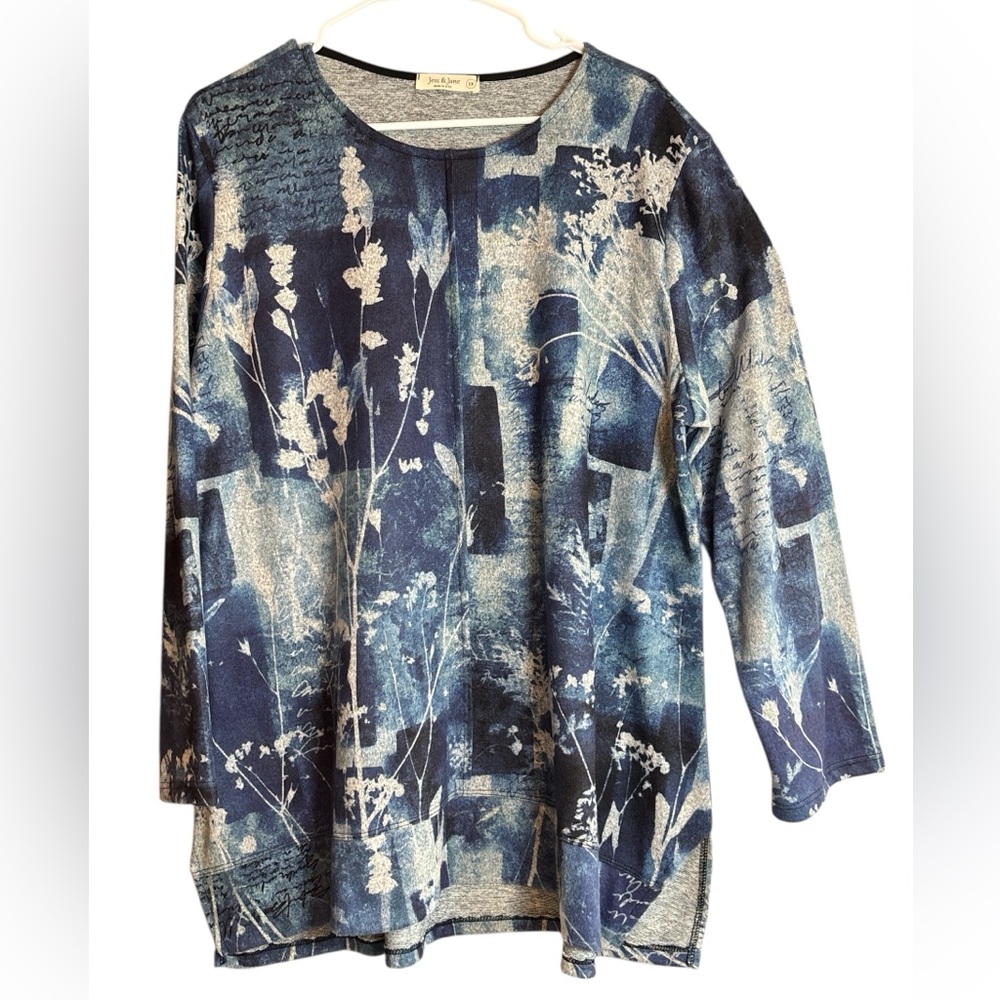 Floral Blue Long Sleeve Top